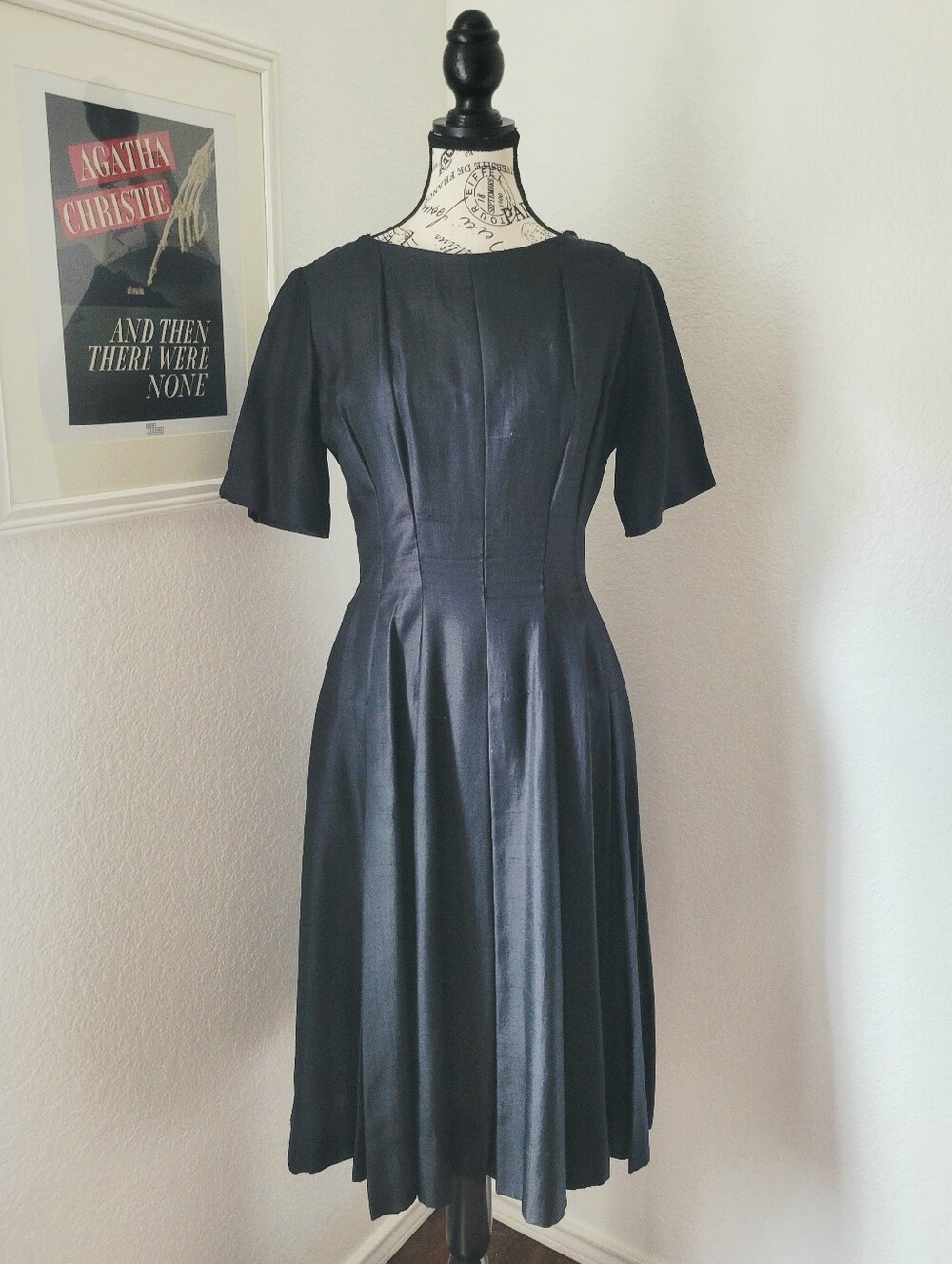 Vintage 50s Suzy Perette Black Fit and Flare Cocktail Dress Medium NEEDS REPAIR